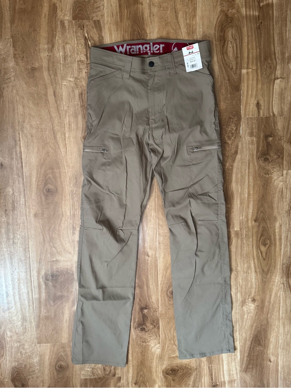 Wrangler Khaki Flat Front Straight Leg Regular Fit Men's Cargo Pants 30x32 Nylon
